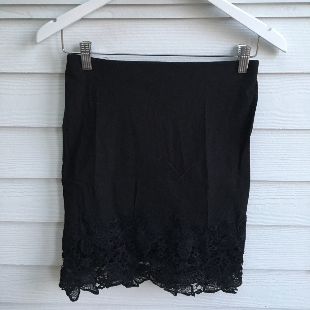 Black Lace Hem Pencil Skirt